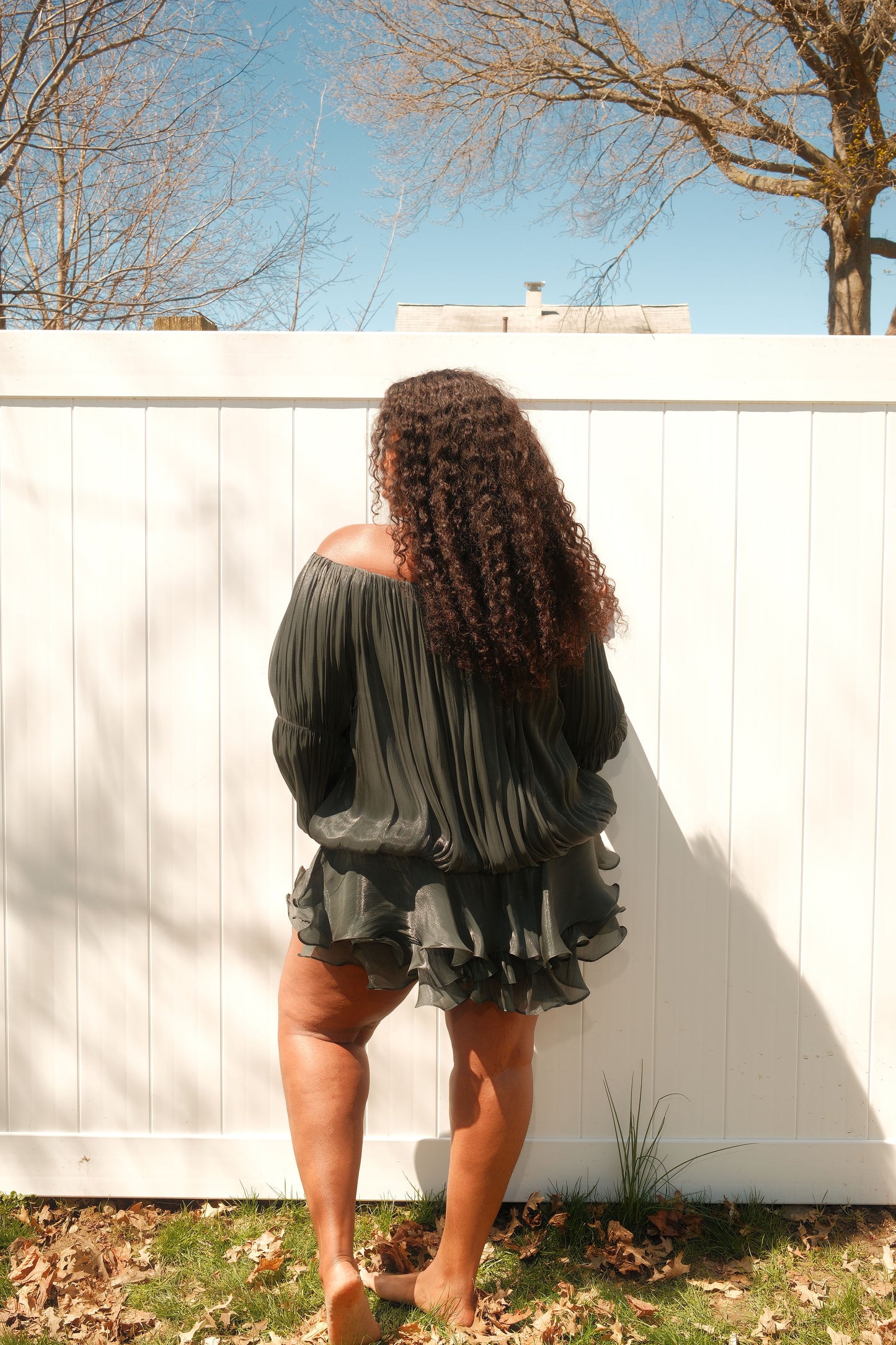 Plus Off the Shoulder Flared/Ruffled Mini