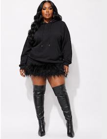 Fur Trim Hoodie Dress