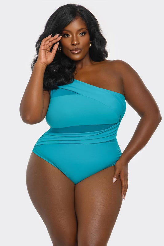 Plus One Shoulder One Piece Bathing Suit