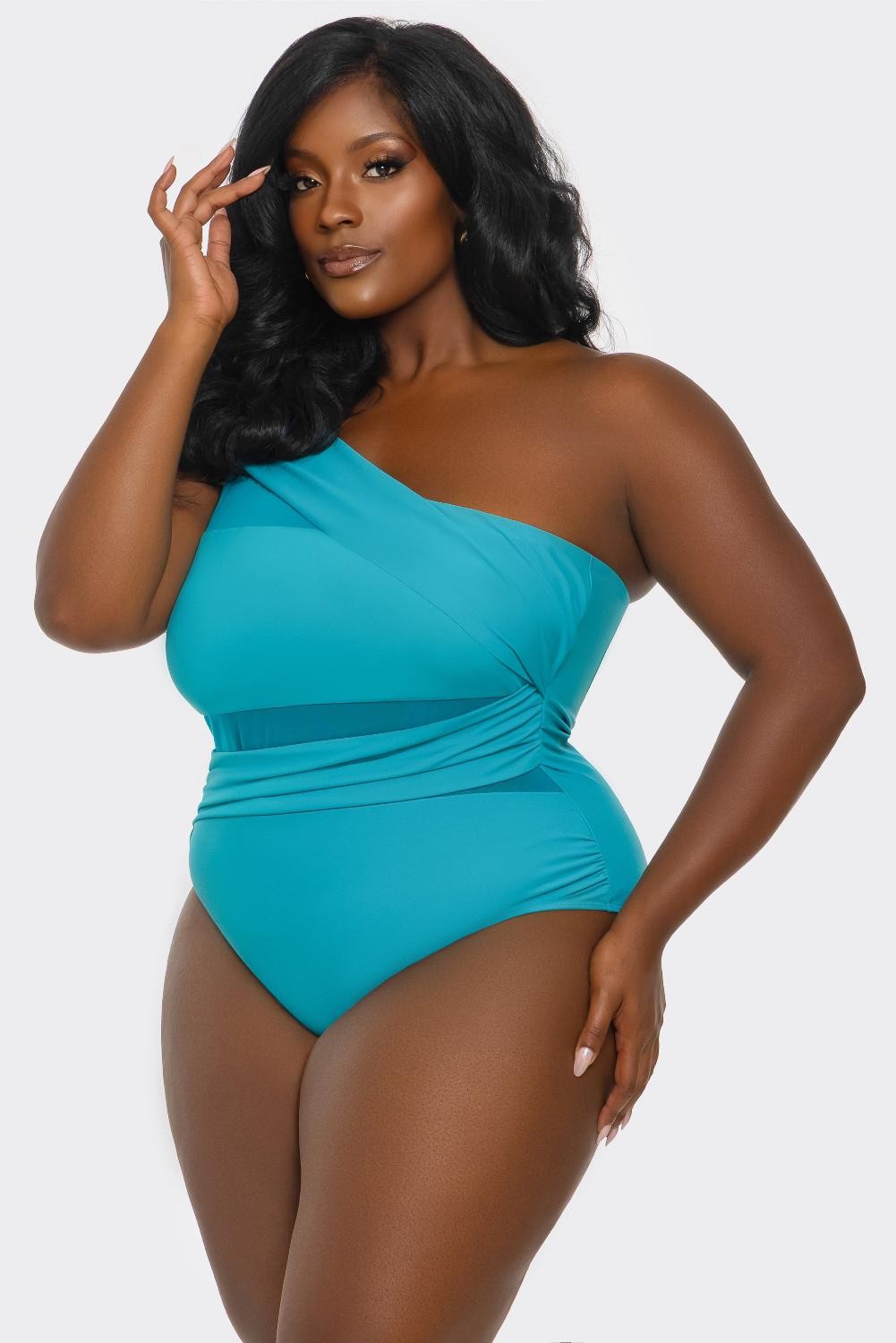 Plus One Shoulder One Piece Bathing Suit